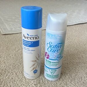 Two Unused Shave Gel: Aveeno Positively Smooth Shave Gel and Gillette Satin Care